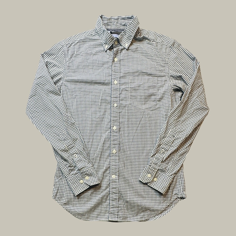 Banana Republic Shirt Mens S Slim Fit Custom 078 Wash Green Gingham Button Down